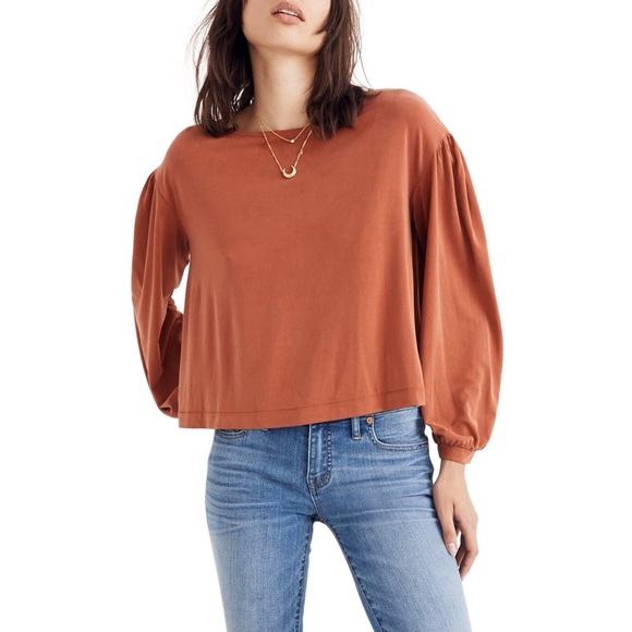 Madewell Tops - Madewell Sunwashed Gathered Sleeve Top Sz S EUC